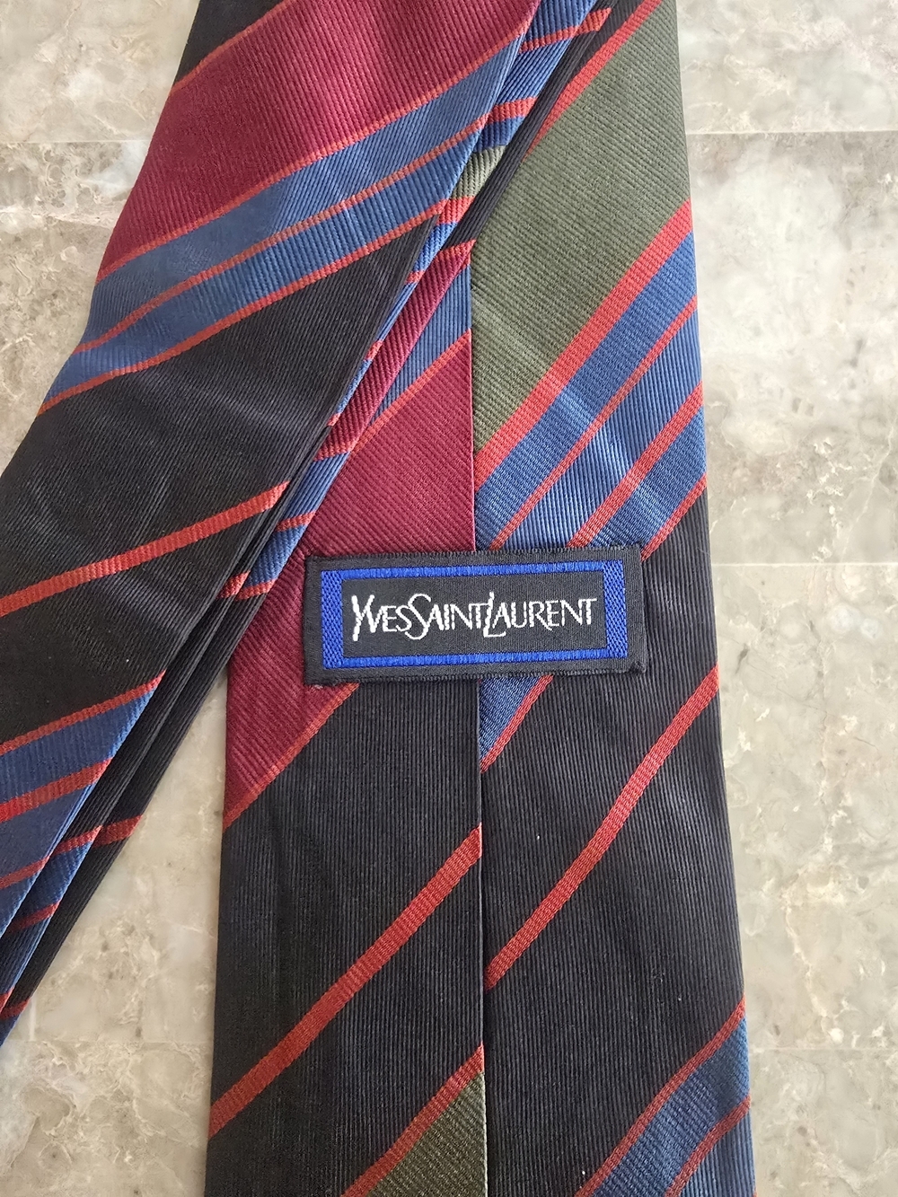 Mens YSL Striped Tie - Picture 3 of 4
